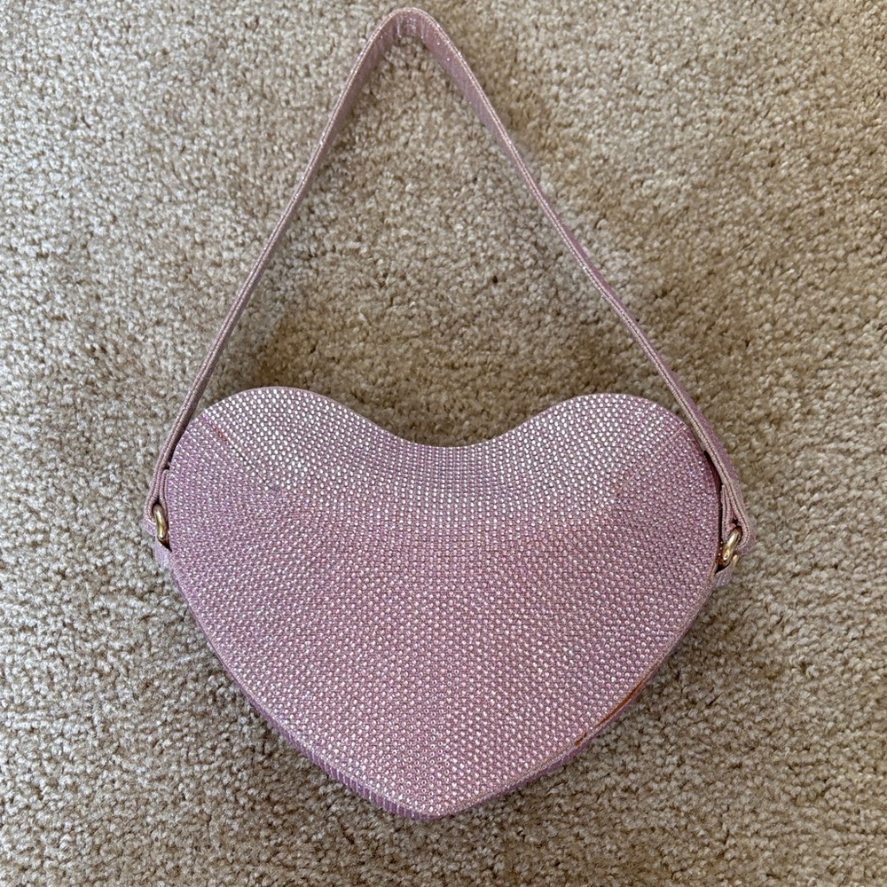Sparkle Heart Shoulder Bag in Light Pink